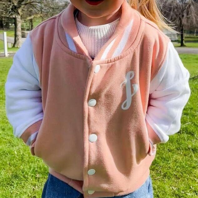 Children's Personalised Varsity Jacket, Initial & Name, Grease Script Style, Boys Girls, Children, Toddler, Birthday Gift, Kids Clothing