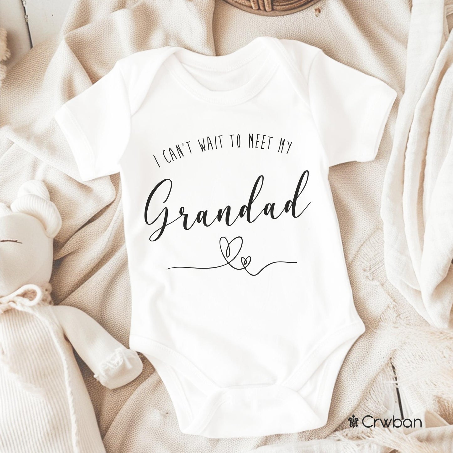 I Can't Wait To Meet My Daddy Nanny Auntie Uncle Sister Brother Pregnancy Announcement Unisex White Babygrow Bodysuit Gift Baby Shower