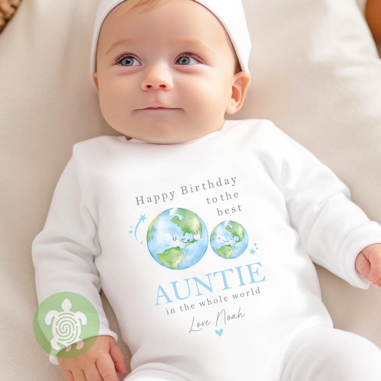 Personalised Blue Happy Birthday Best in the World Mummy, Daddy, Nanny, Grandad, Auntie, Uncle Love you Lots Baby Bodysuit Babygrow, Tshirt