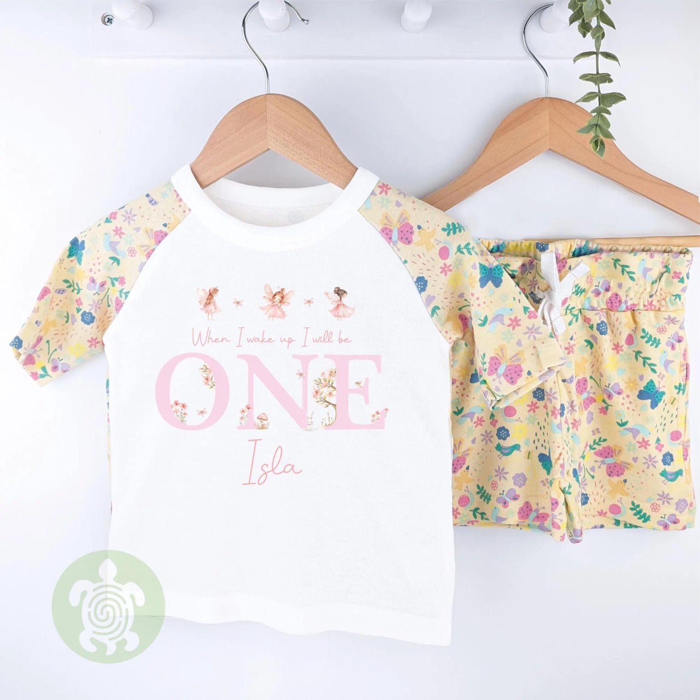 Personalised Birthday Any Age Girls Butterfly Shorts & T-shirt Pj's Set, 1st Birthday, Children Toddler Personalised Pyjamas, Birthday Girl