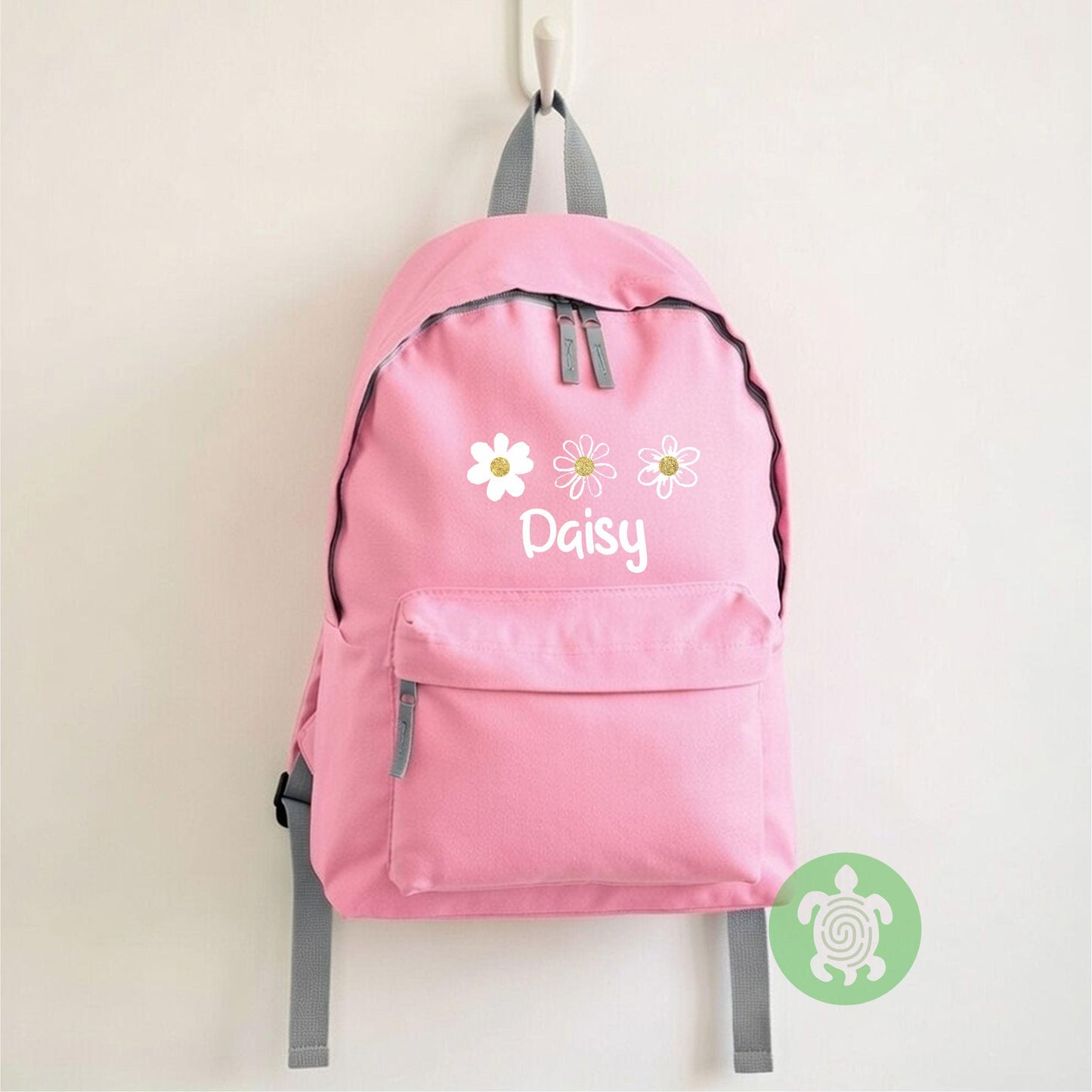 Personalised Daisy Back to School Essential Child's Pink Rucksack with Name| Lunch box | Water bottle | Pencil Case | PE | Backpack for Kids
