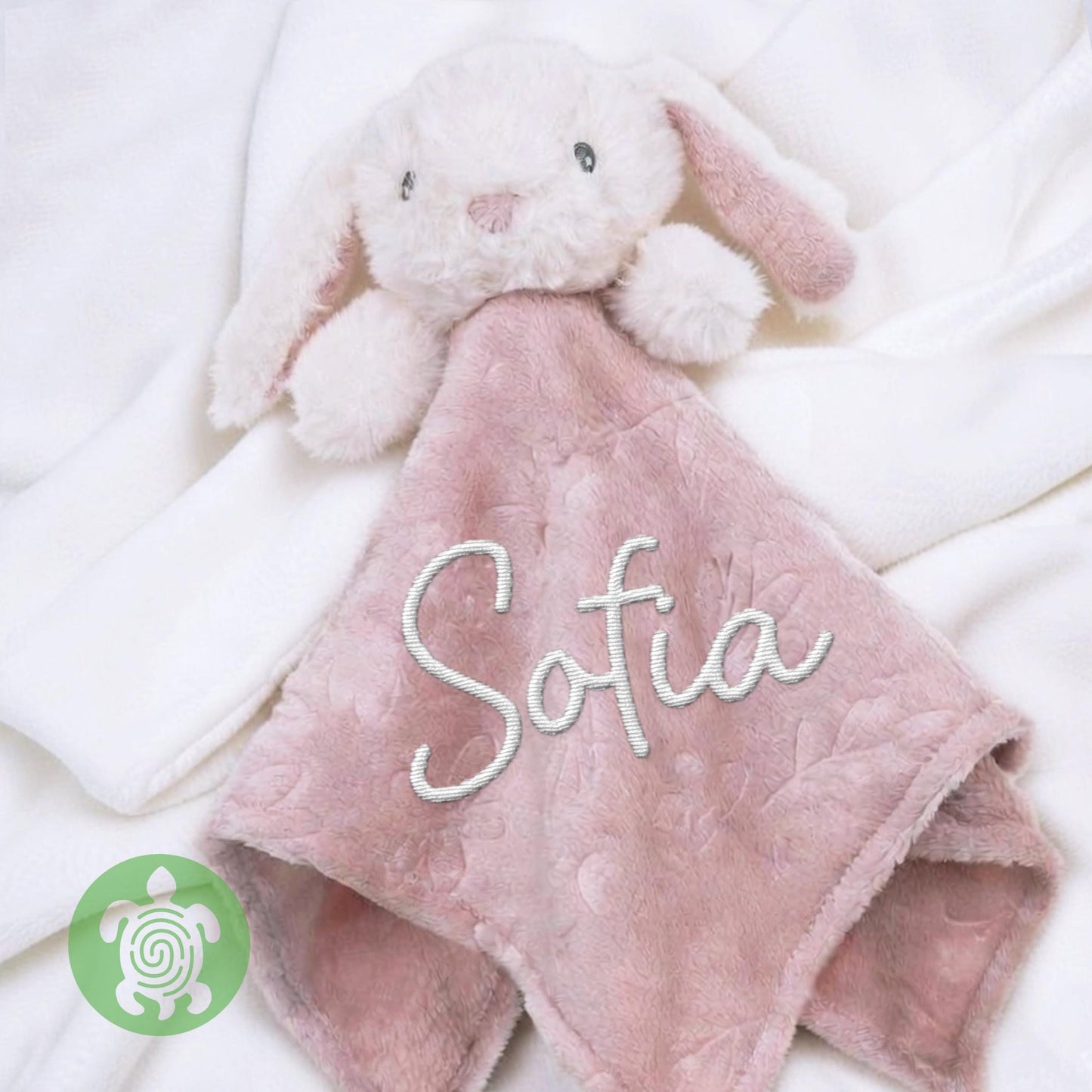 Personalised Embroidered Pink Bunnies Comforter | Baby Shower Gift | Baby Gift | Newborn Girl or Boy | Newborn Baby Gift | New Parents Gift