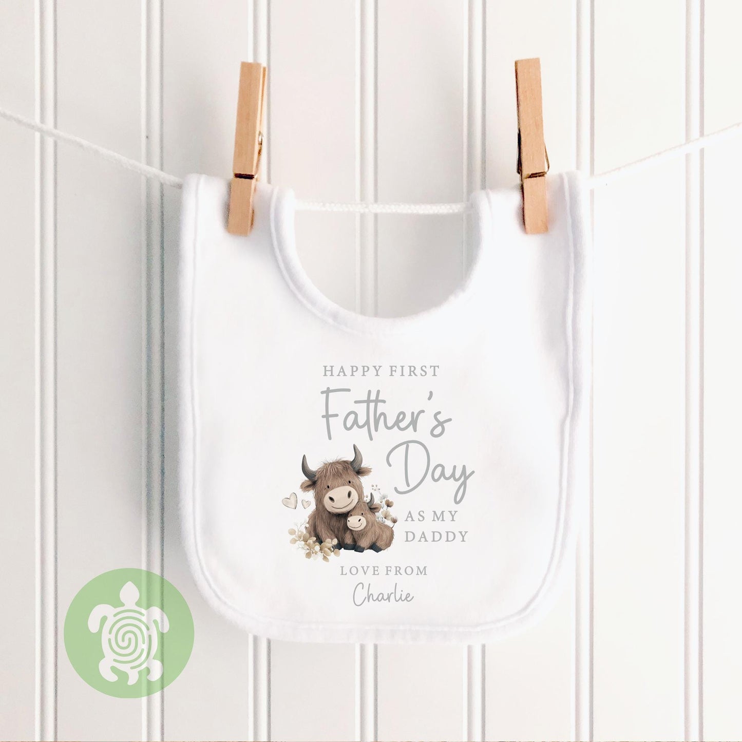 Personalised Happy 1st Fathers Day as my Daddy Highland Cow Design, First Father’s day Babygrow, First Father’s Day, 1st fathers day Gift