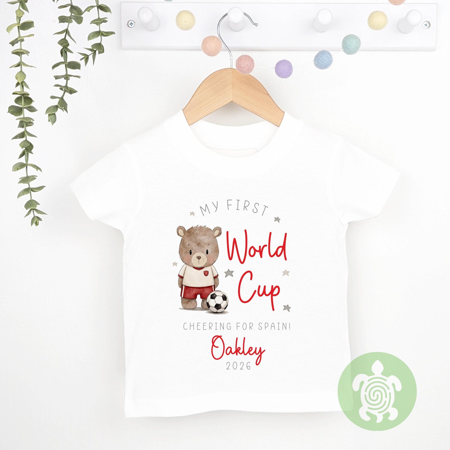 Personalised First World Cup 2026 Babygrow T-shirt, Fifa World Cup, Teddy Bear Football, Baby Vest, Childrens Top, Baby's 1st World Cup