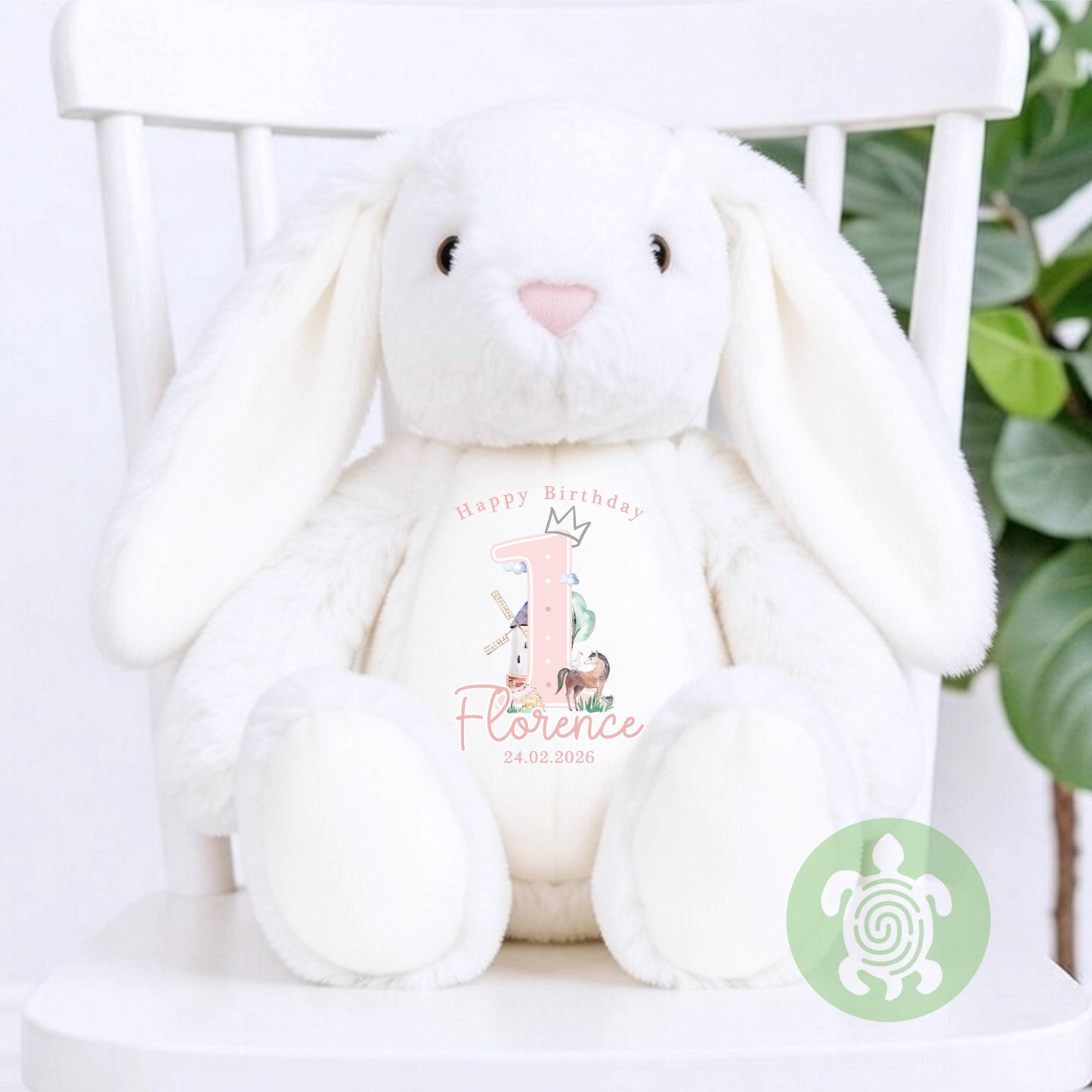 Girls Personalised Birthday Plush Bunny, Children's Birthday Gift, Custom Soft Toy for Keepsake, Gift