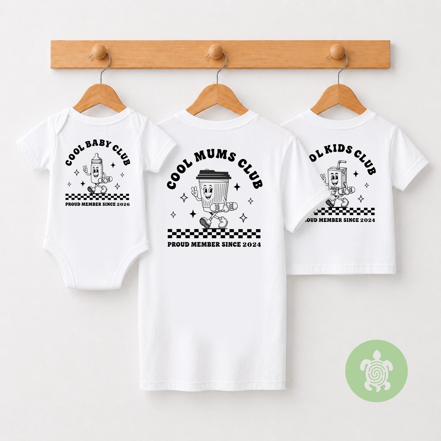 Matching Cool Mums Club T-Shirts, Cool Kids Club, Babygrow, Mother's Day, Mum Gift, Retro Style tshirt, Custom Est Date, Baby, New Mother