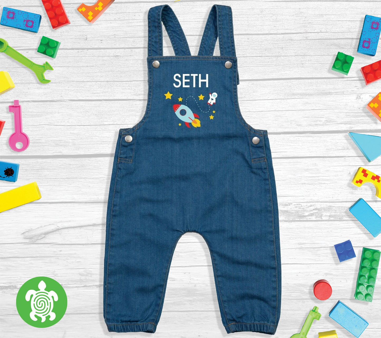 Personalised Embroidered Baby Toddler Denim Dungarees Rainbow Rocketman Daisy Childrens Clothing Birthday Gift