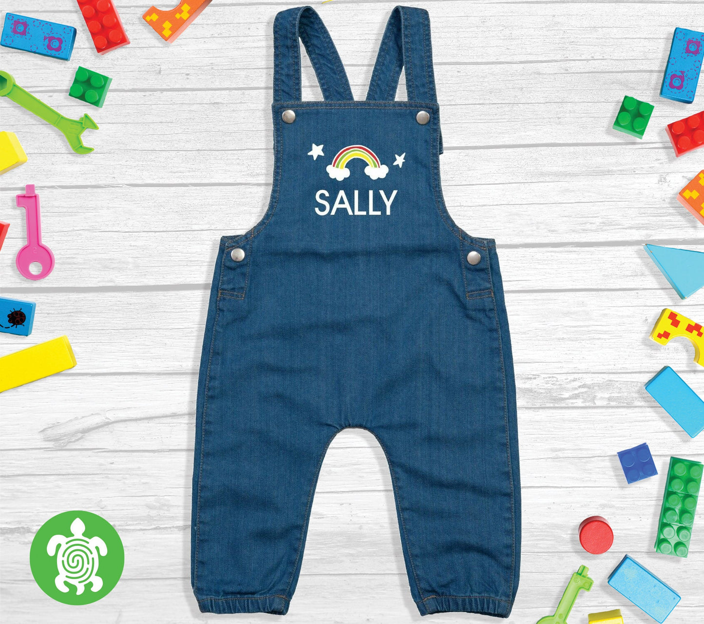 Personalised Embroidered Baby Toddler Denim Dungarees Rainbow Rocketman Daisy Childrens Clothing Birthday Gift