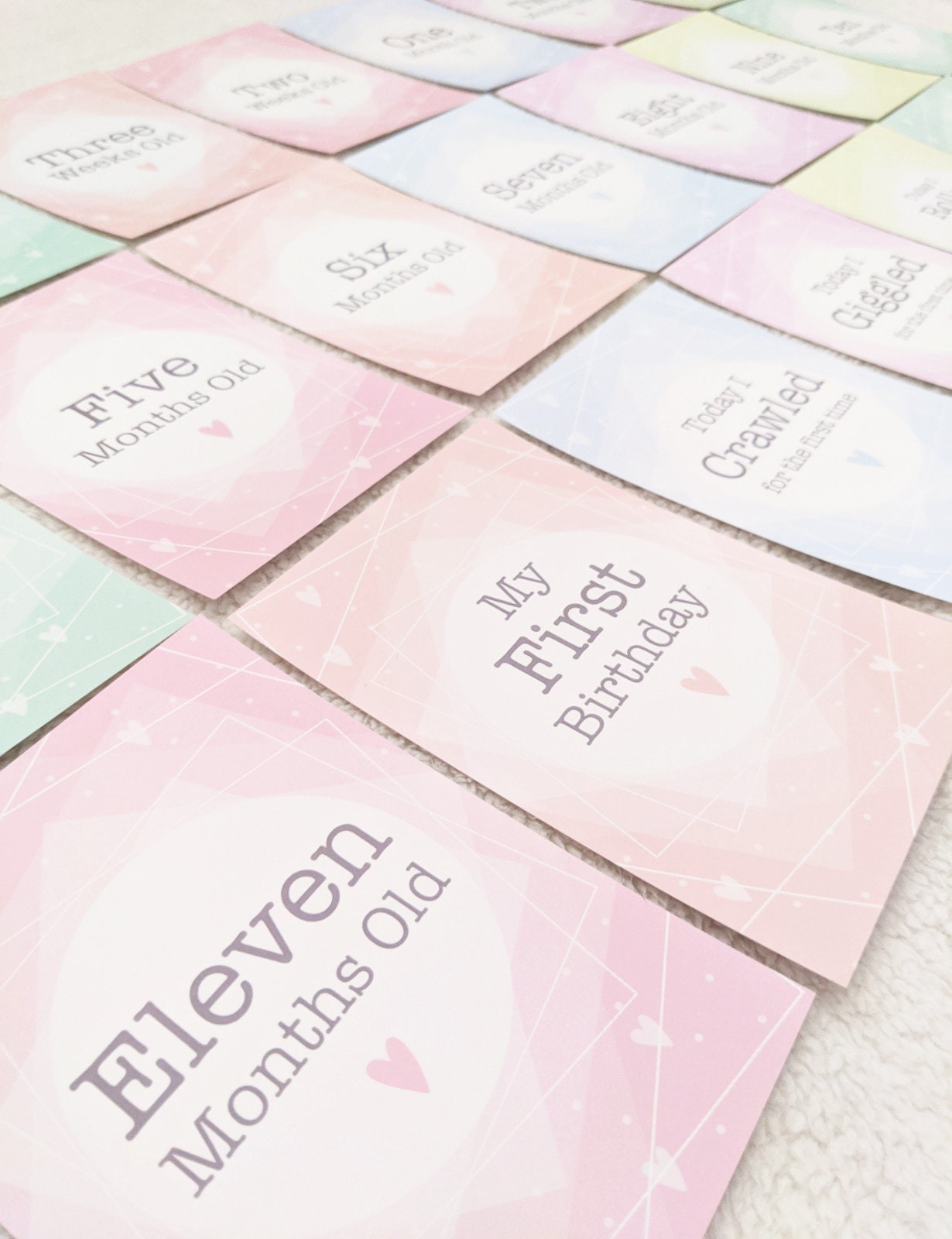 Baby Milestone Cards, Personalised Cover Pastel Colourful, Pregnancy, Baby Shower Gift, New Baby Gift