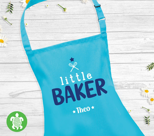 Personalised Kids Baking Apron, Little Baker with Star Mini Chef Kitchen Apron Childs Toddler Party Gift Boy Girl
