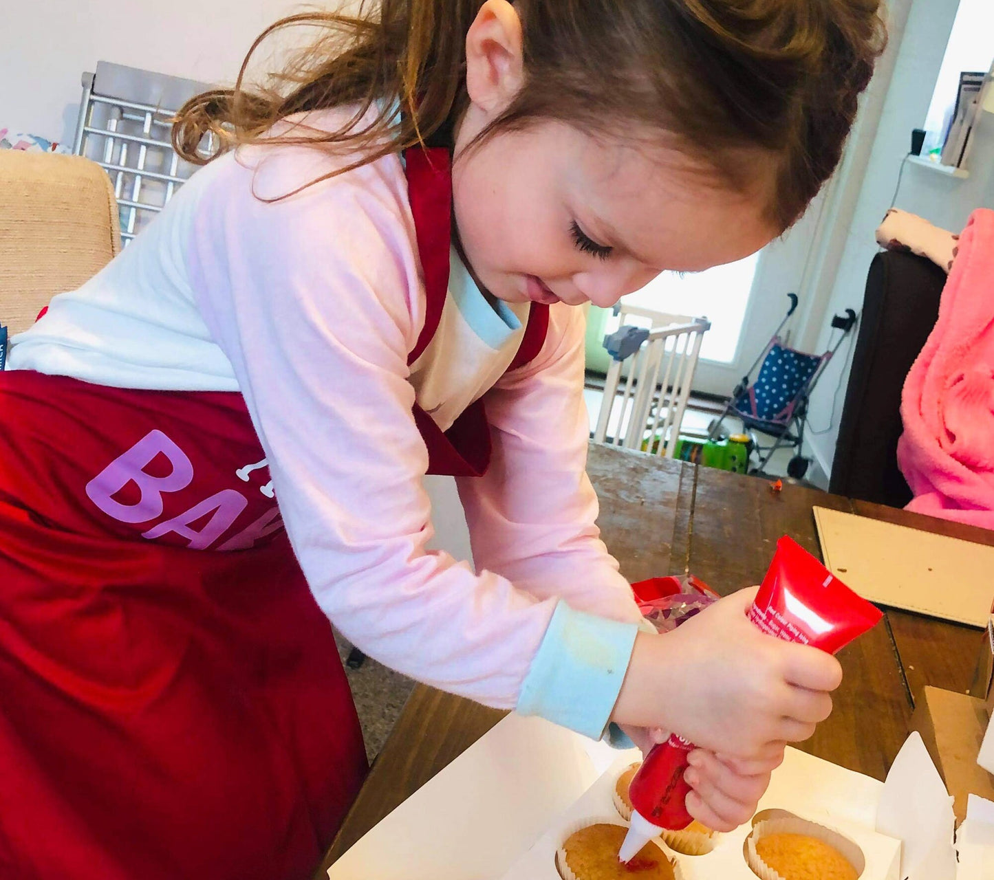 Personalised Kids Baking Apron, Little Baker with Heart Mini Chef Kitchen Apron Childs Toddler Party Gift Girl Boy