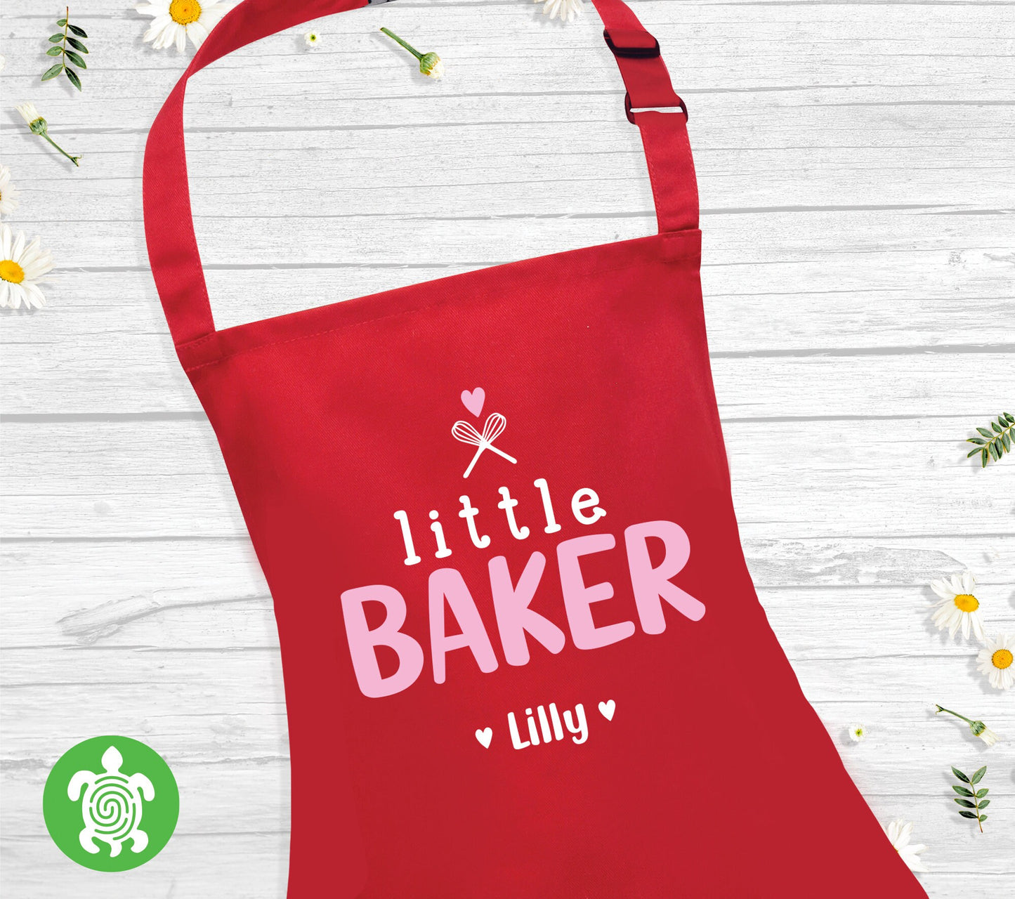 Personalised Kids Baking Apron, Little Baker with Heart Mini Chef Kitchen Apron Childs Toddler Party Gift Girl Boy