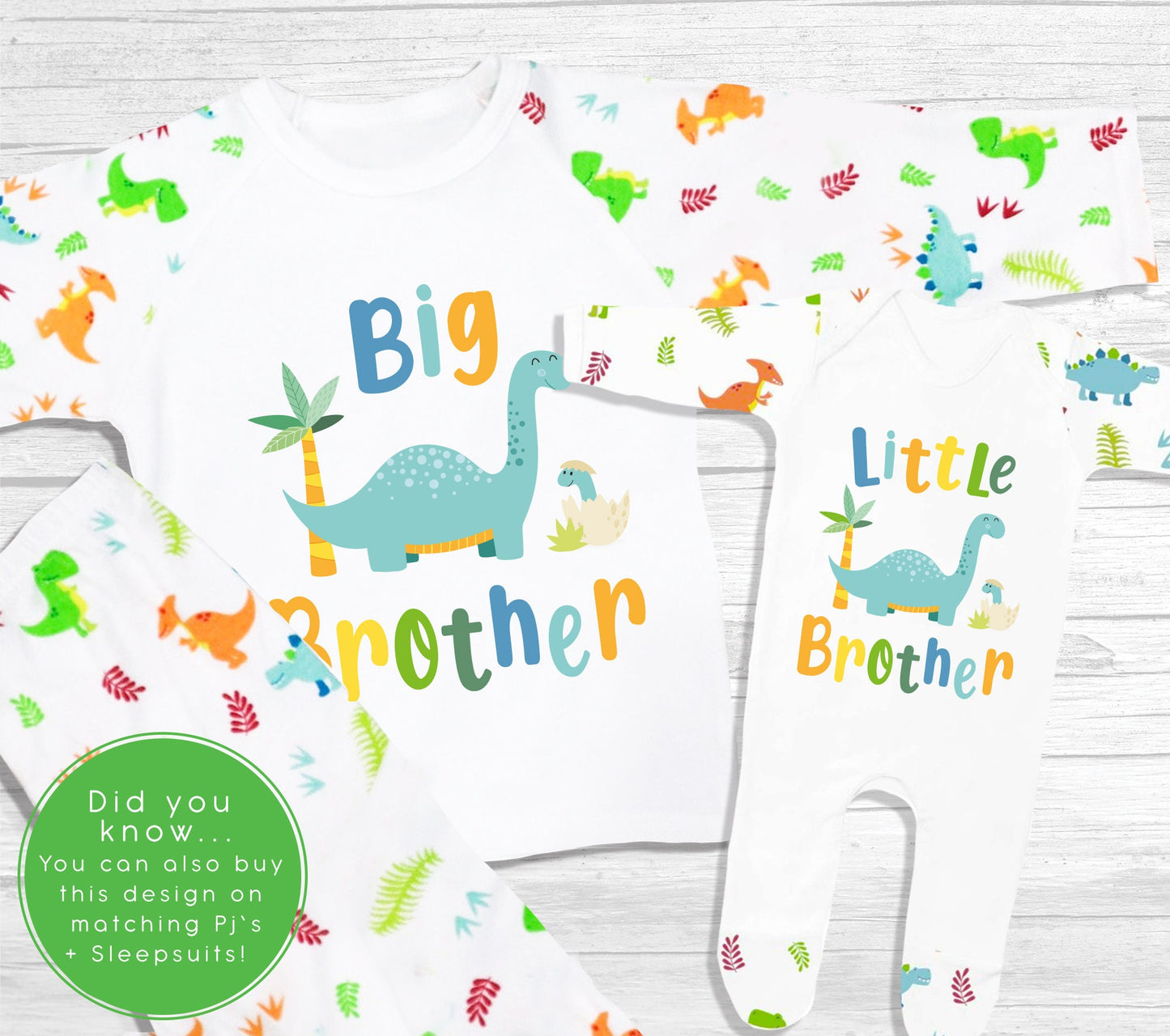 Biggest, Big and Little Brother Sister Announcement Dinosaur T-Shirts and Bodysuits gift