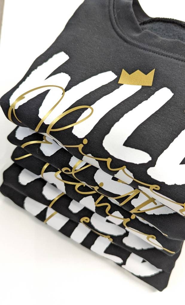 Wild One Wild Child First Birthday Sweatshirt Jumper with White and Metallic print Personalised Child Toddler clothing Birthday Outfit