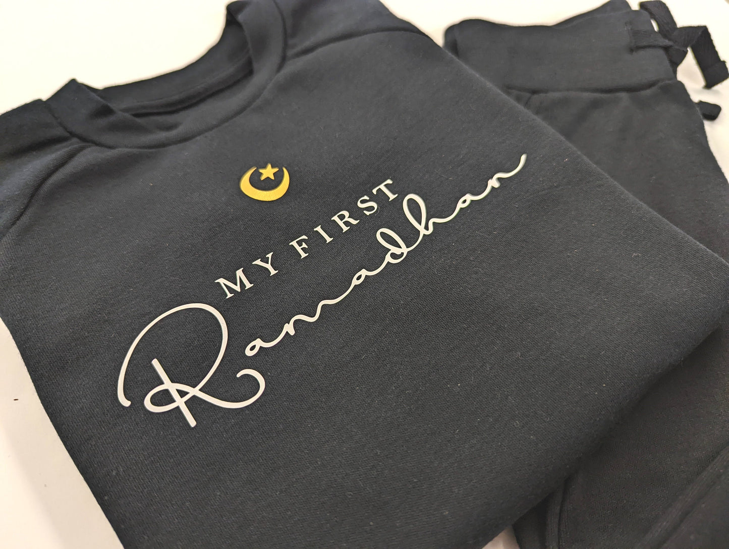Ramadhan Lounge Set in Black Baby Boy Toddler Loungewear Long Sleeve Top and Leggings with Pockets Ramadan Eid Celebration