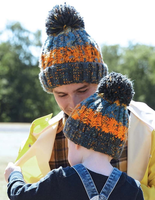 Matching Pom Pom Beanie Winter Hat | Mini & Me | Big Man Little Man | Set for Adults Children and Infants Outdoor Headwear