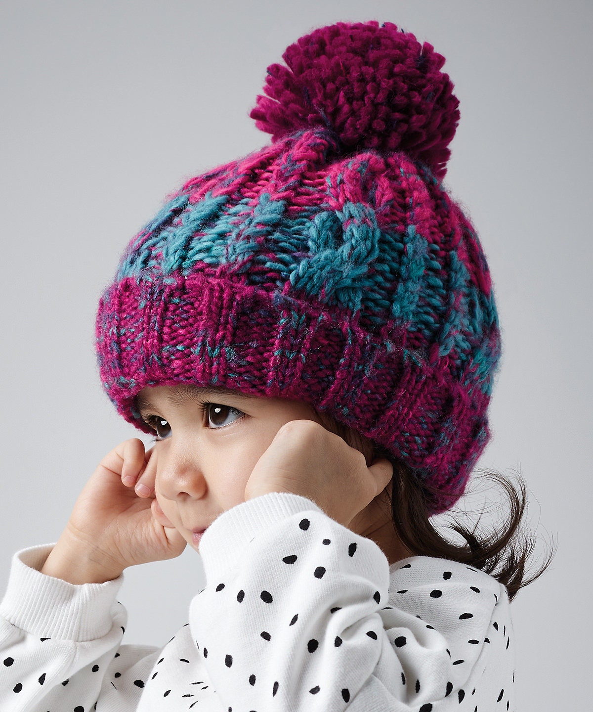 Matching Pom Pom Beanie Winter Hat | Mini & Me | Big Man Little Man | Set for Adults Children and Infants Outdoor Headwear