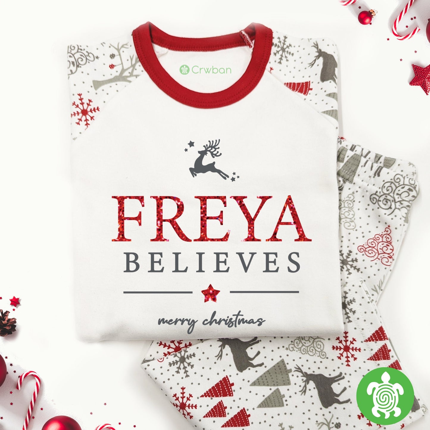 Luxury Believe Christmas Outfit, Festive Pattern, Personalised Clothing Set, Baby first Xmas, Tight-fitting style, Christmas Eve Gift Box