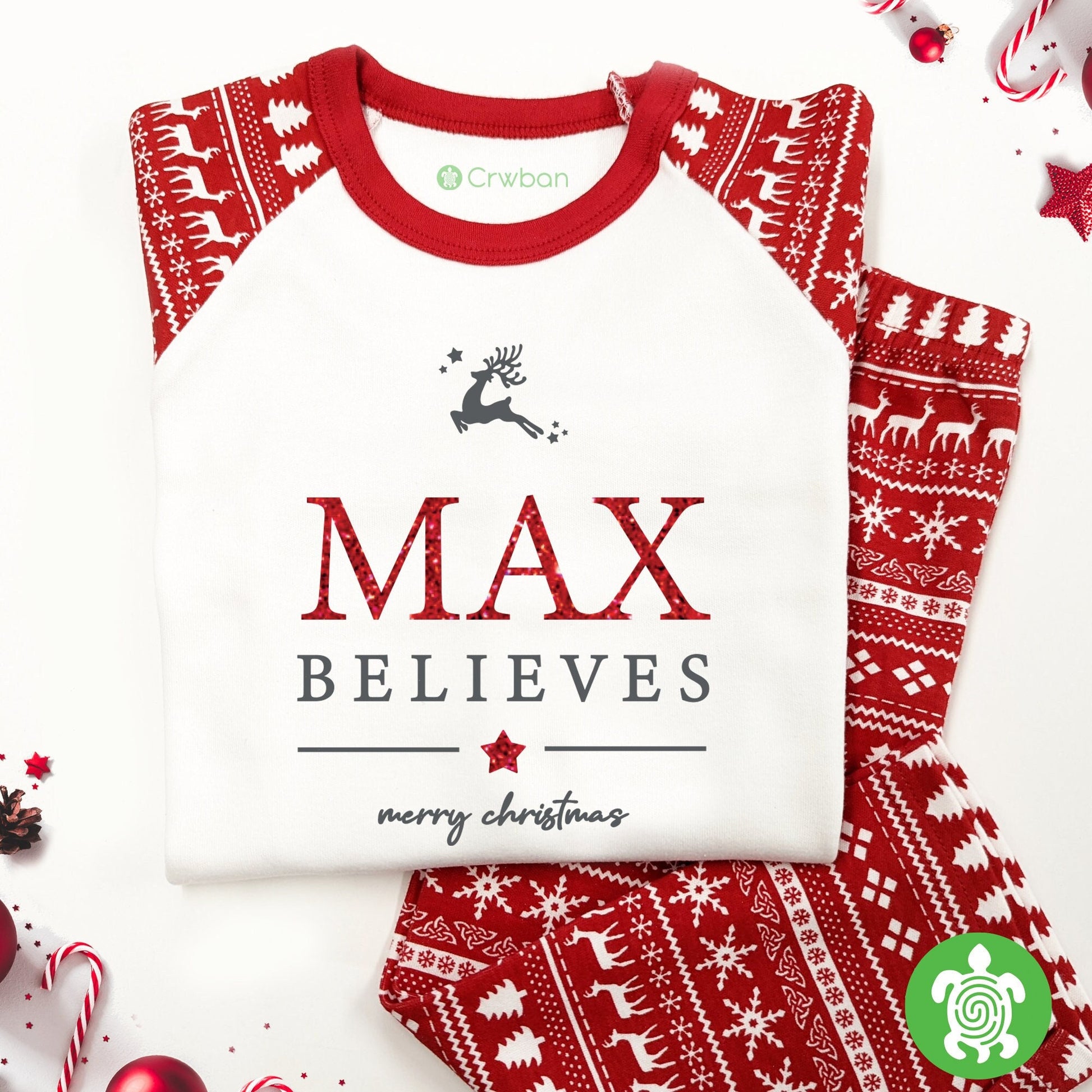 Luxury Believe Christmas Outfit, Festive Pattern, Personalised Clothing Set, Baby first Xmas, Tight-fitting style, Christmas Eve Gift Box