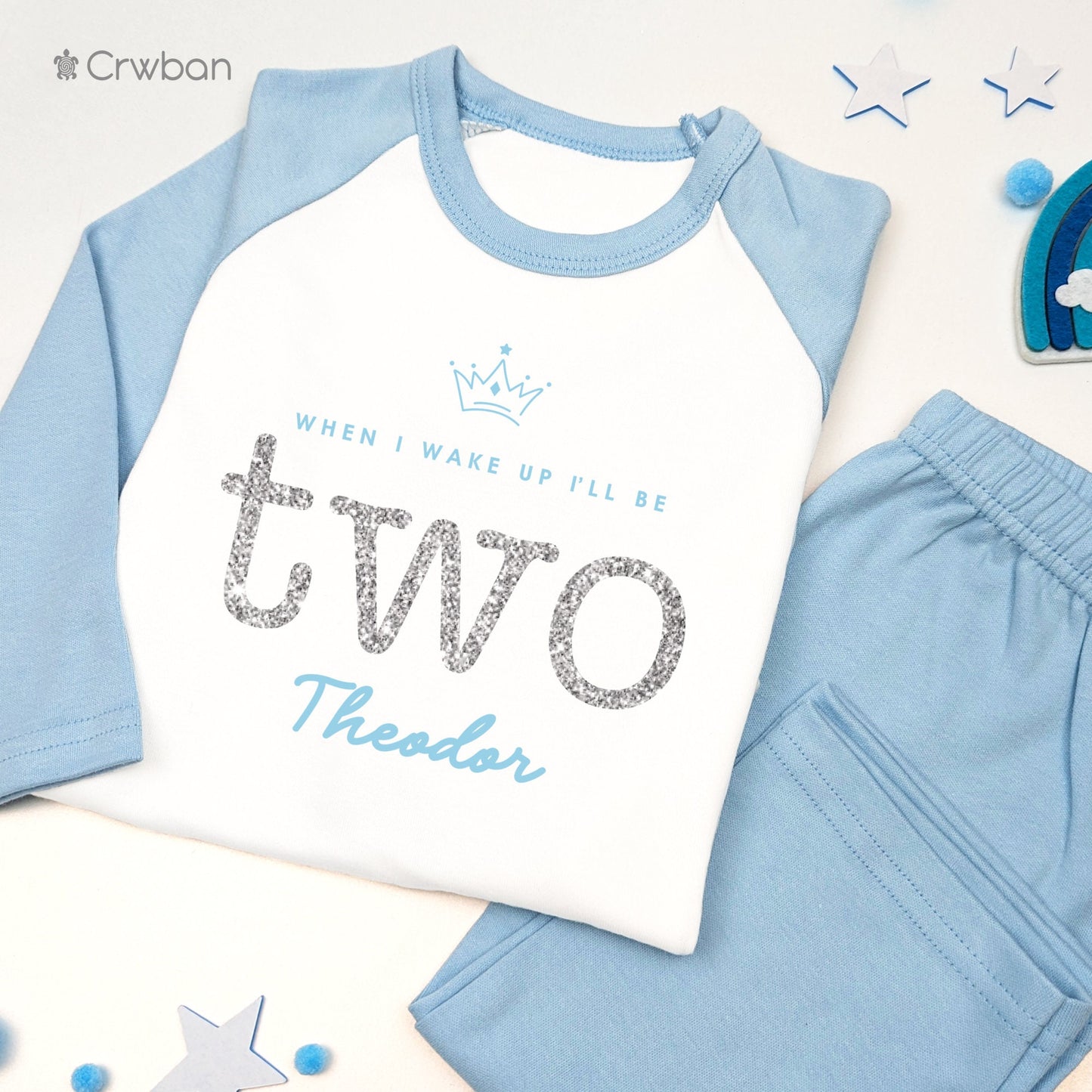Crown When I Wake Up I'll Be One two Personalised Kids Outfit, Birthday Morning Set, Custom Name Cotton Clothing Set, Tight-fitting style