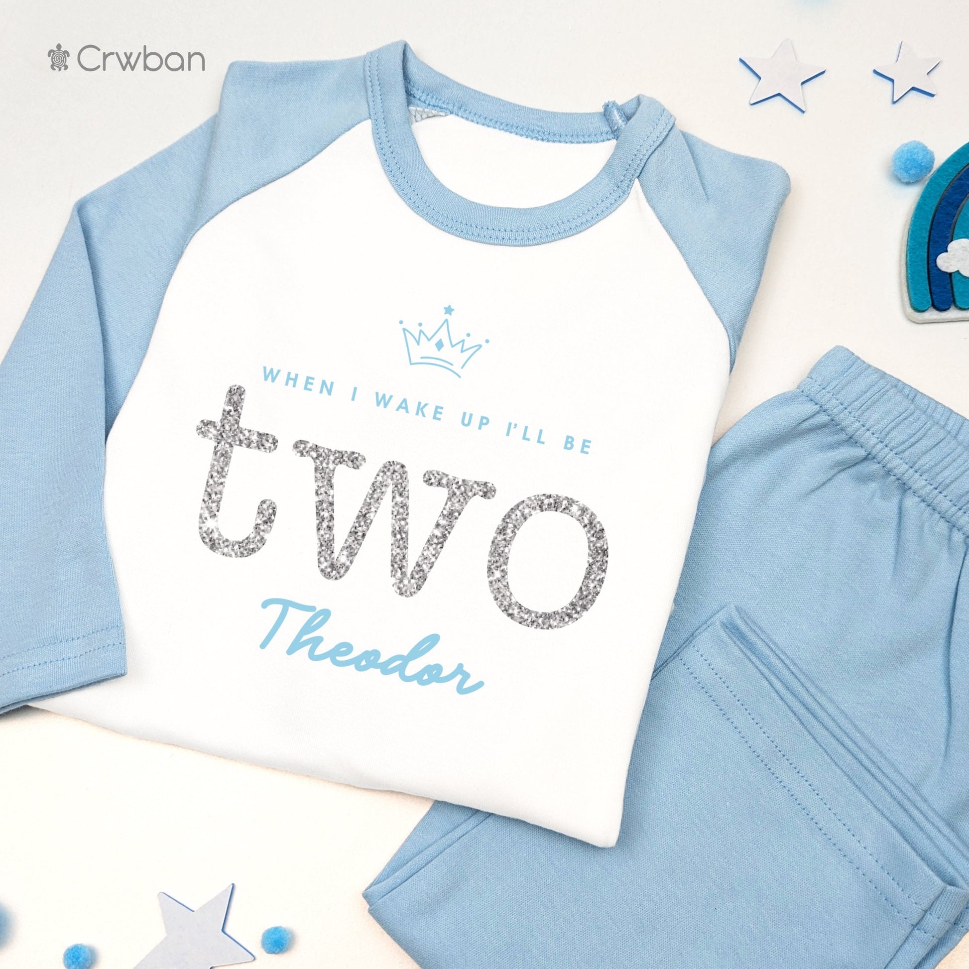 Crown When I Wake Up I'll Be One two Personalised Kids Outfit, Birthday Morning Set, Custom Name Cotton Clothing Set, Tight-fitting style