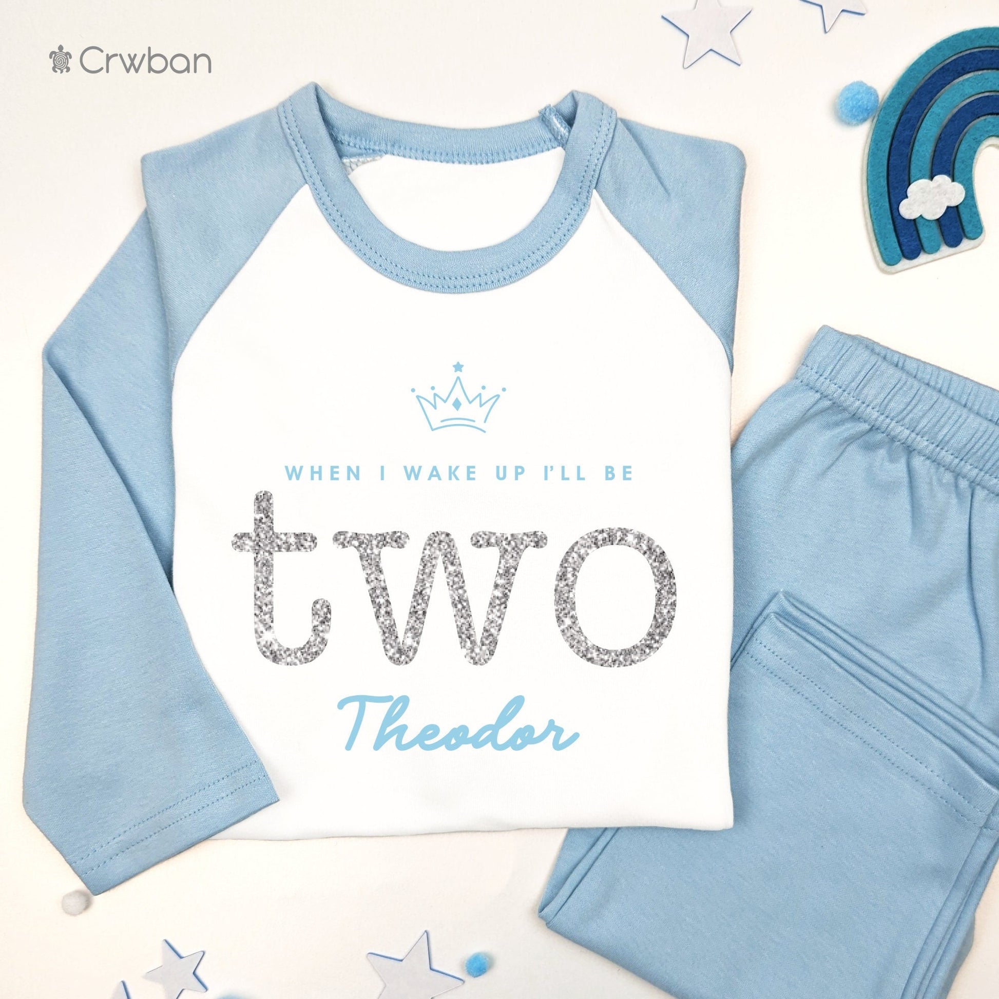 Crown When I Wake Up I'll Be One two Personalised Kids Outfit, Birthday Morning Set, Custom Name Cotton Clothing Set, Tight-fitting style