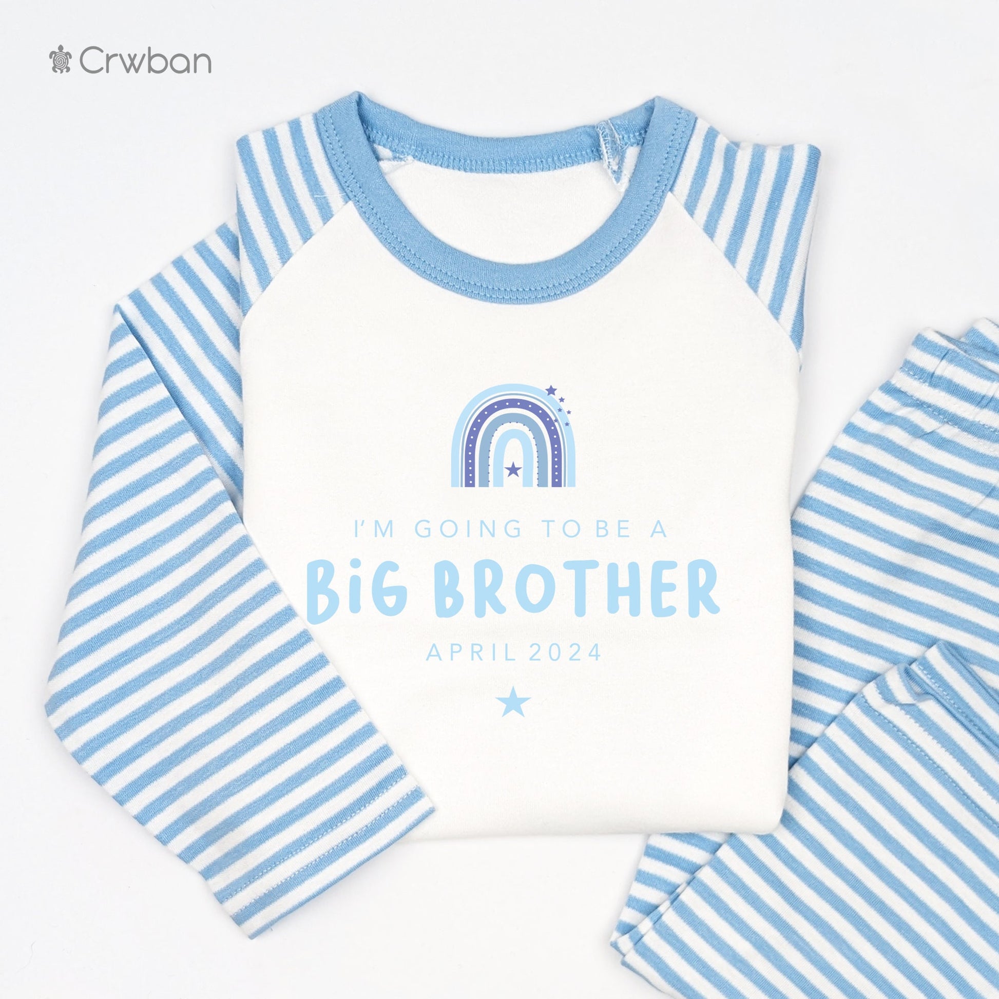 Rainbow Personalised Promoted to Big Brother, Siblings Gift, Kids Outfit Set, Baby Announcement, Tight-fitting style