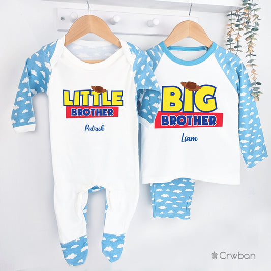Children's Matching Little, Big, Biggest Toy Themed Personalised Pyjamas Gift Newborn Toddler Movie Inspired