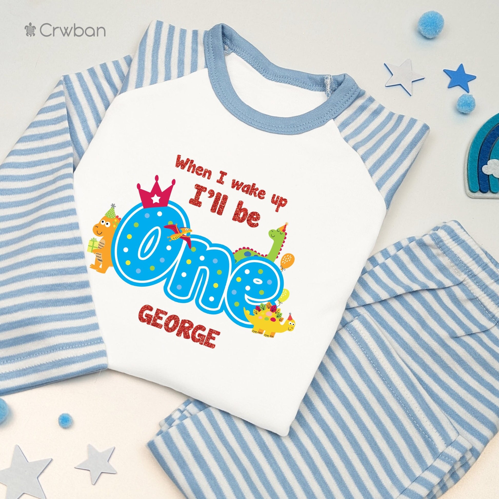 Dinosaur Birthday Boy When I Wake Up Personalised Kids Outfit, Birthday Morning Set, Custom Name Cotton Clothing Set, Tight-fitting style