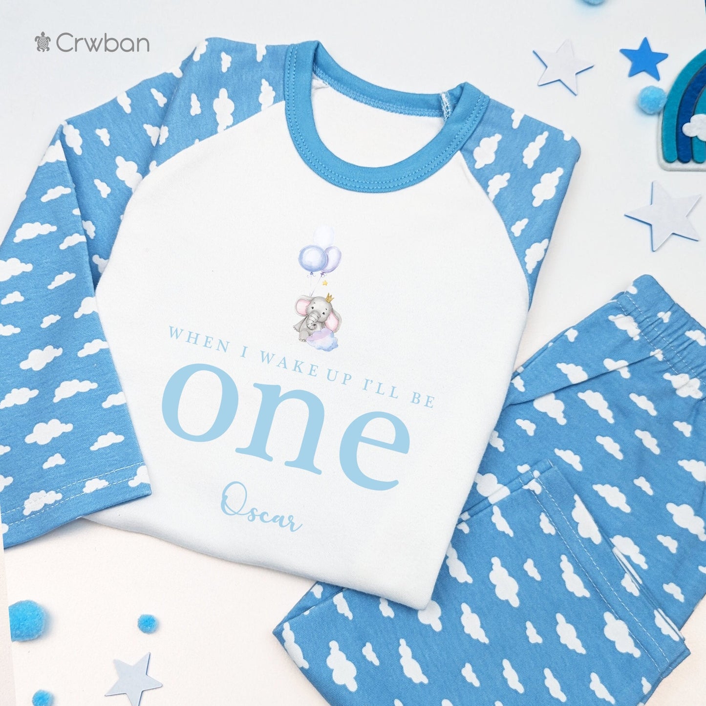 Elephant Balloons 1st 2nd 3rd Birthday Personalised Kids Outfit, Birthday Morning Set, Custom Name Cotton Clothing Set, Tight-fitting style