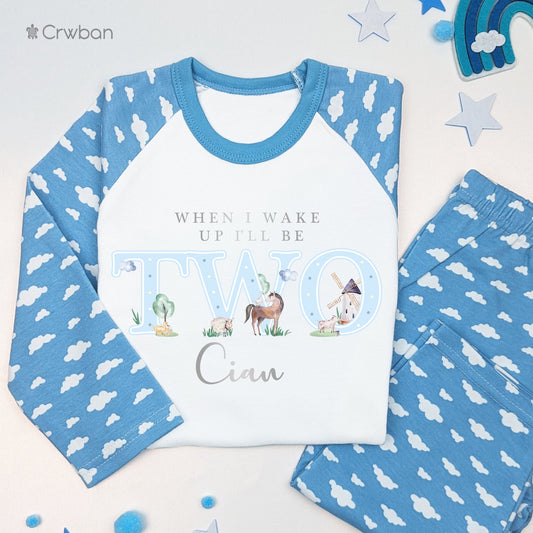 Watercolour Farm Animal 1st 2nd Birthday Personalised Kids Outfit, Morning Set, Custom Name Cotton Clothing Set, Tight-fitting style