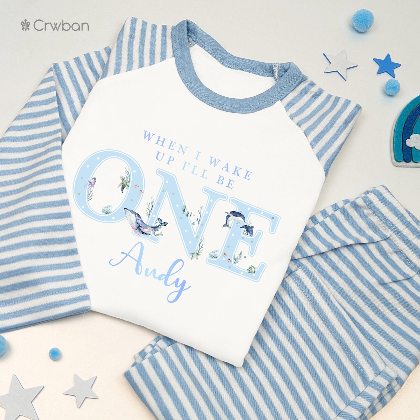 Sea life Personalised 1st Birthday Boy Girl Pyjamas When I Wake Up I'll Be, Any age Birthday Gift Under the Sea
