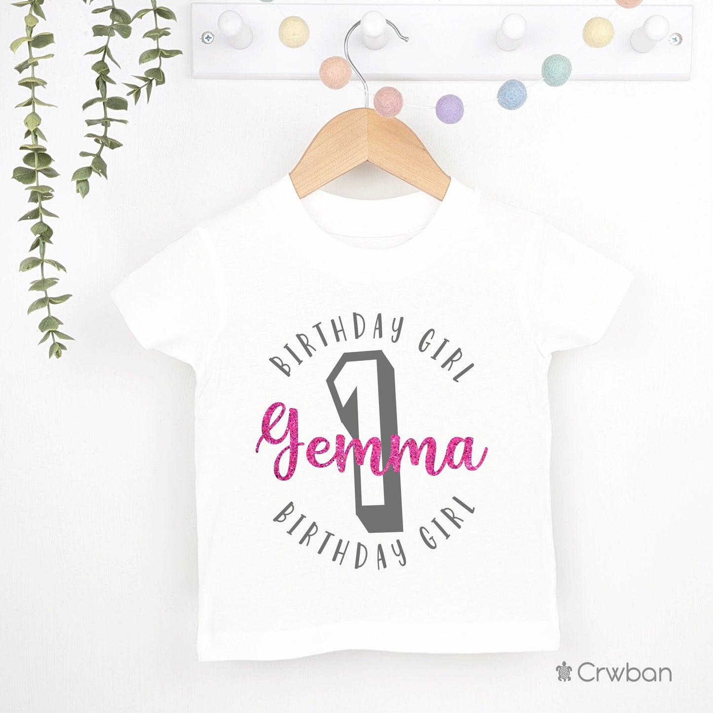 Personalised Birthday Girl T-shirt, 1st 2nd 3rd Any Age Birthday design with Glitter Print Party Top, Party Outfit, Children's T-shirt
