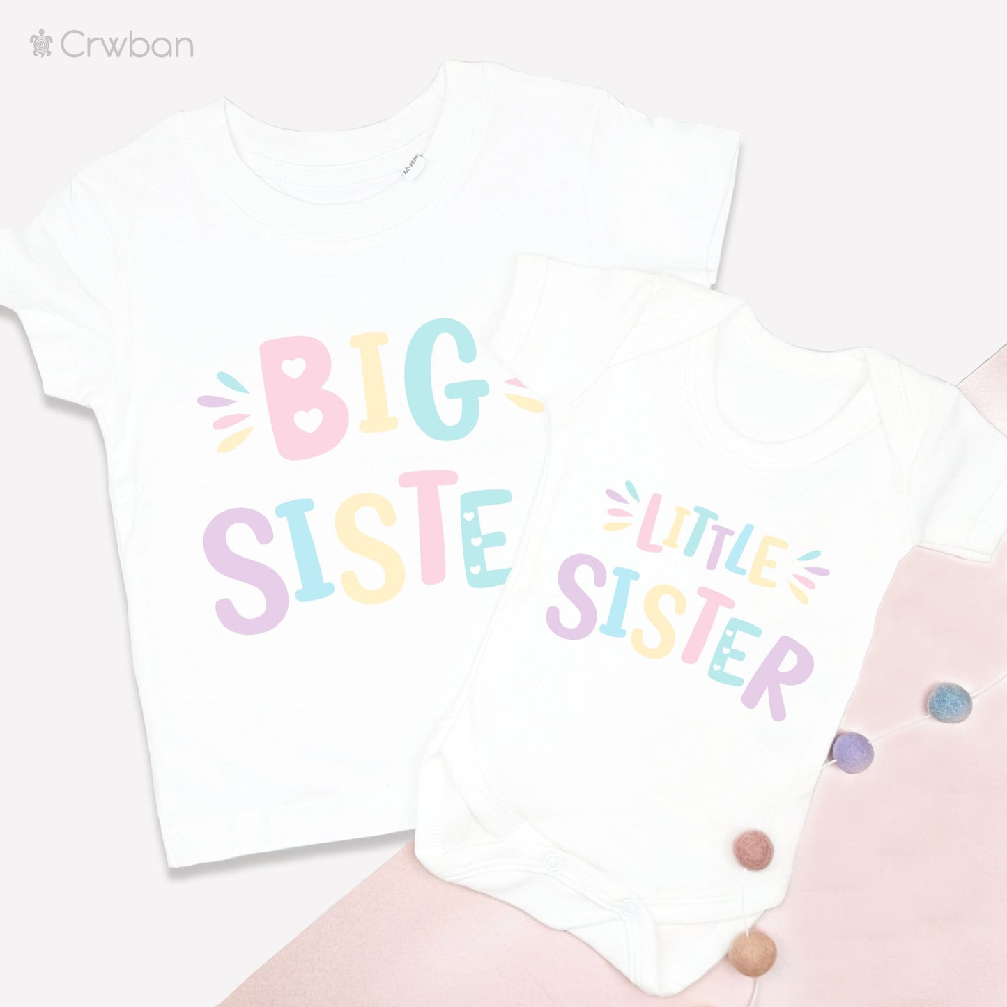 Biggest, Big and Little Sister Announcement Pastel T-Shirts and Bodysuits gift, Newborn Gift, Babyshower Announcement, Matching Set