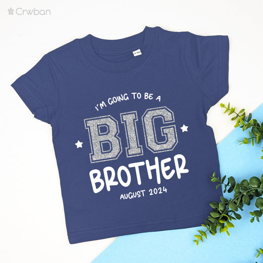 I'm Going To Be a Big Brother T-shirt Sibling Promoted with Personalised Year New Baby Arrival Matching Bodysuit T-shirt with Glitter