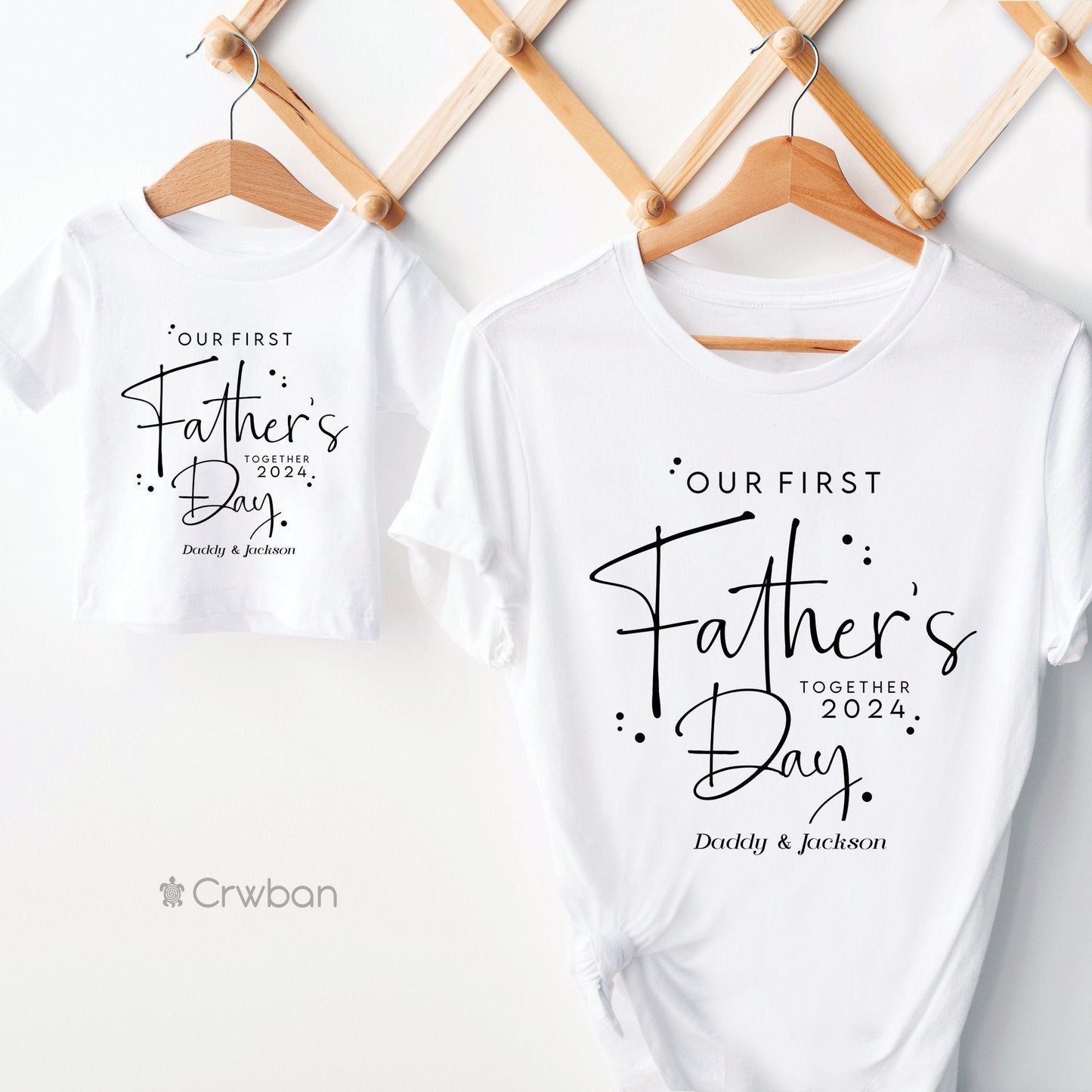 Matching Personalised Our First Father's Day Toddler Girl Boy Matching Dad Dada Gift Set T-shirt Daddy & Me