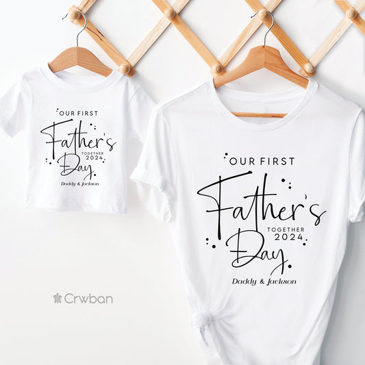 Matching Personalised Our First Father's Day Toddler Girl Boy Matching Dad Dada Gift Set T-shirt Daddy & Me