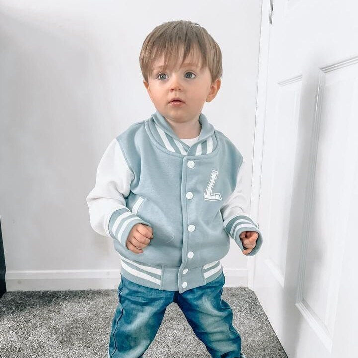 Children's Personalised Varsity Jacket, Initial & Name, College Baseball Style, Boys Girls, Children, Toddler, Birthday Gift, Kids Clothing