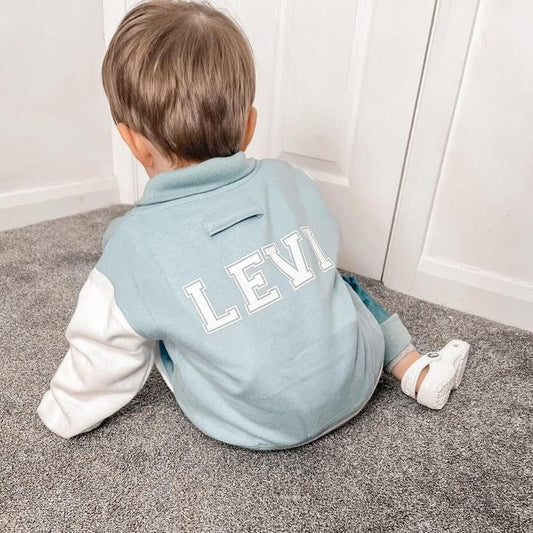 Children's Personalised Varsity Jacket, Initial & Name, College Baseball Style, Boys Girls, Children, Toddler, Birthday Gift, Kids Clothing