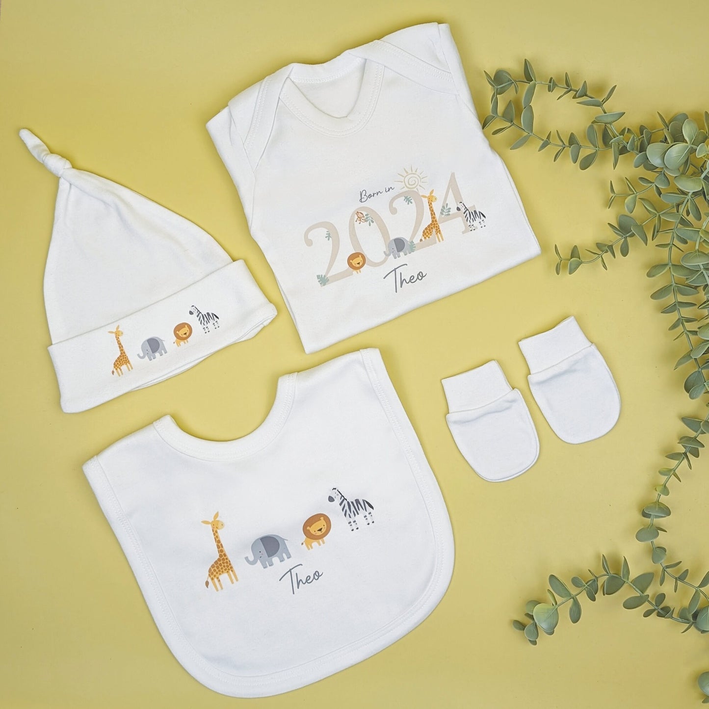 Essential Safari Neutral Baby Gift Set | Baby Shower Gift | Baby Sleepsuit | Baby Gift | Newborn Girl Boy | New Baby Gift | Newborn Baby