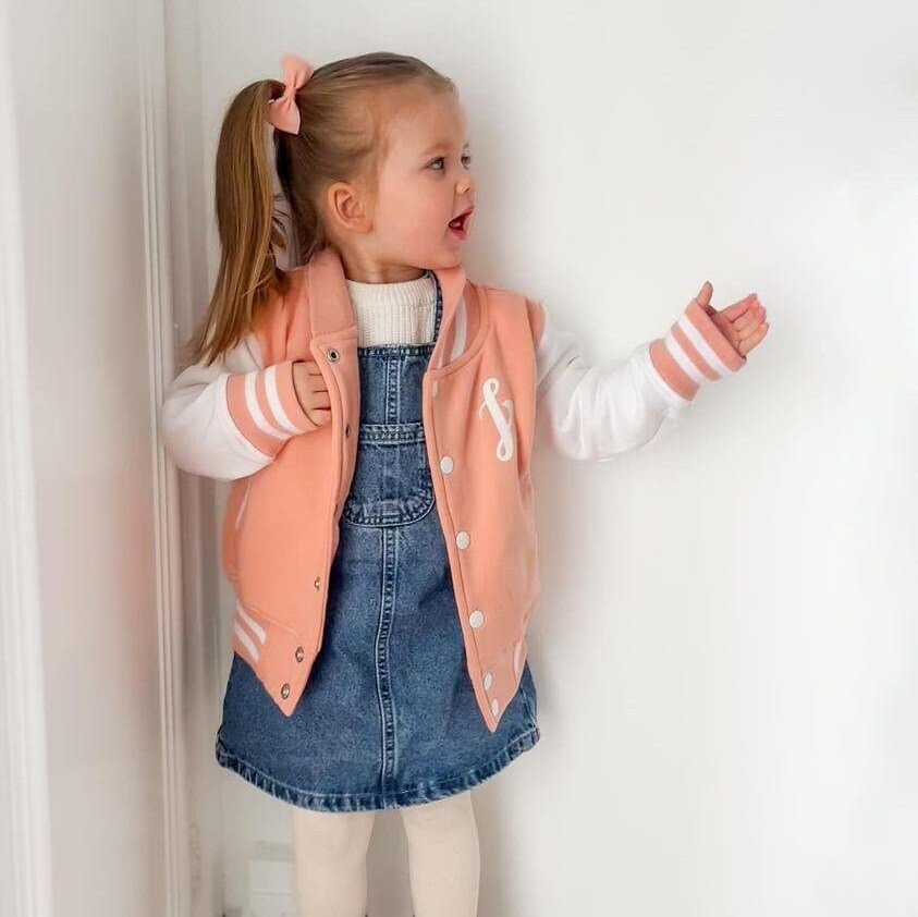 Children's Personalised Varsity Jacket, Initial & Name, Grease Script Style, Boys Girls, Children, Toddler, Birthday Gift, Kids Clothing