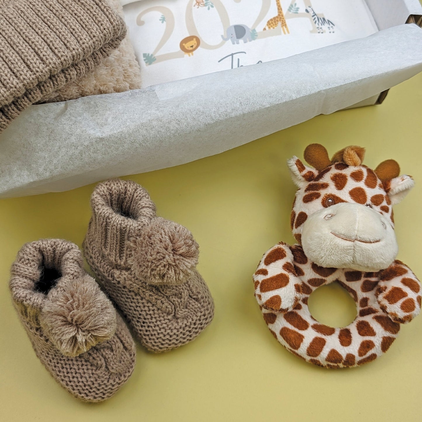 Luxury Giraffe Safari Neutral Baby Gift Set| Baby Shower Gift | Baby Sleepsuit | Baby Gift | Newborn Girl Boy | New Baby Gift | Newborn Baby