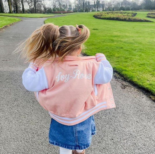 Children's Personalised Varsity Jacket, Initial & Name, Grease Script Style, Boys Girls, Children, Toddler, Birthday Gift, Kids Clothing