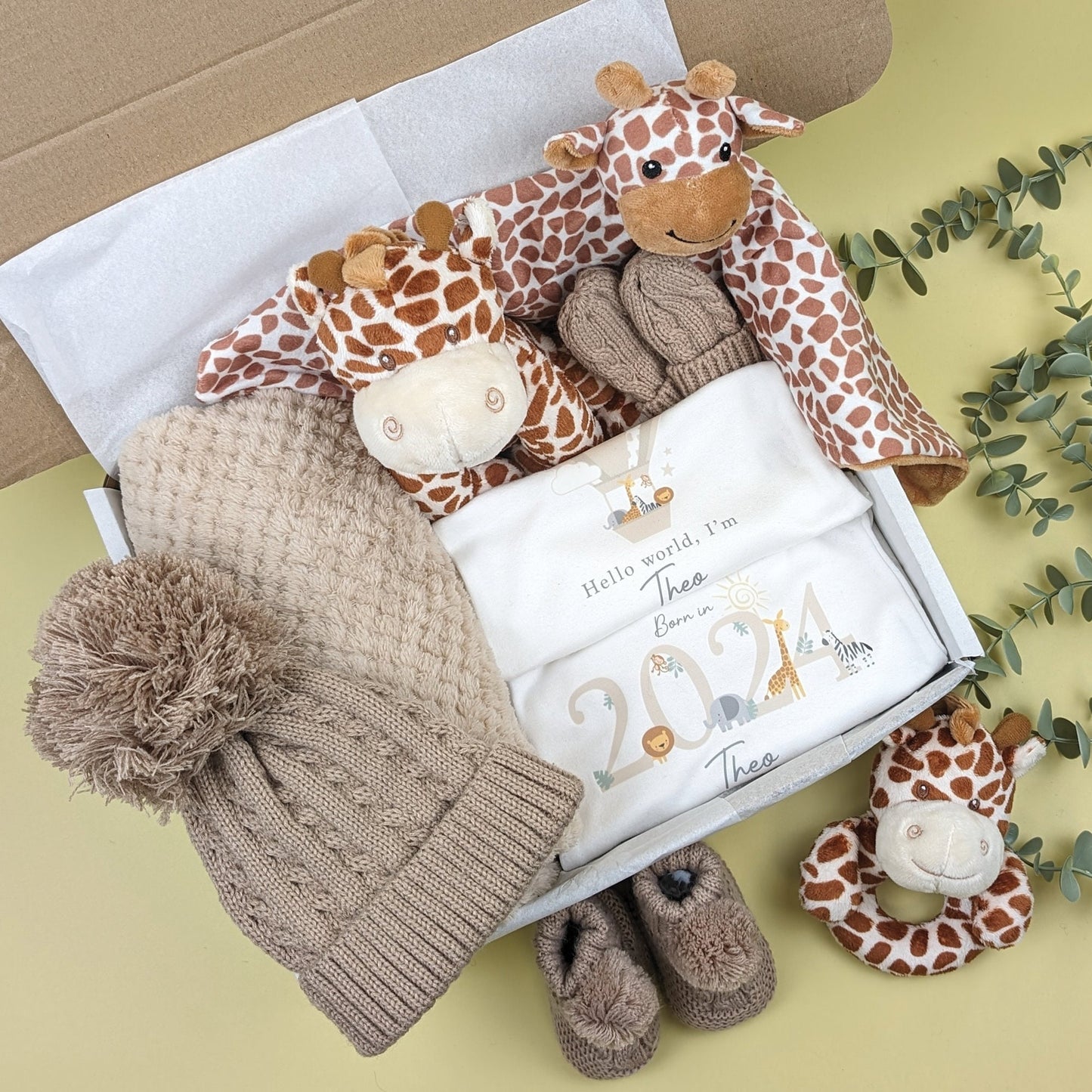 Luxury Giraffe Safari Neutral Baby Gift Set| Baby Shower Gift | Baby Sleepsuit | Baby Gift | Newborn Girl Boy | New Baby Gift | Newborn Baby