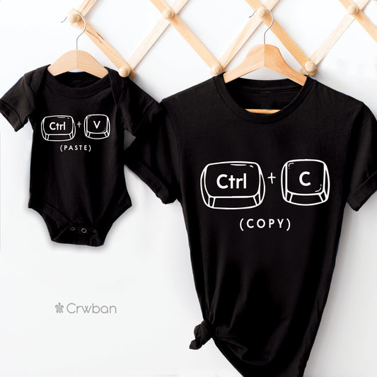 Matching Copy & Paste Colour T-shirt, Father's Day Gift, Matching Babygrow Children's Top Gift Set, New Baby Gift