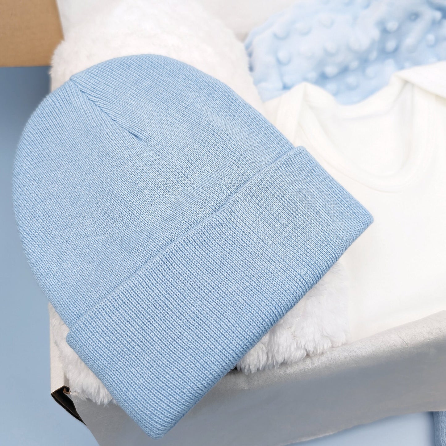 Newborn Blue Teddy Initial Personalised Coming Home Gift Set, 5 Piece Gift Set, Baby Outfit, New Arrival, Baby Boy Hamper, Newborn Outfit