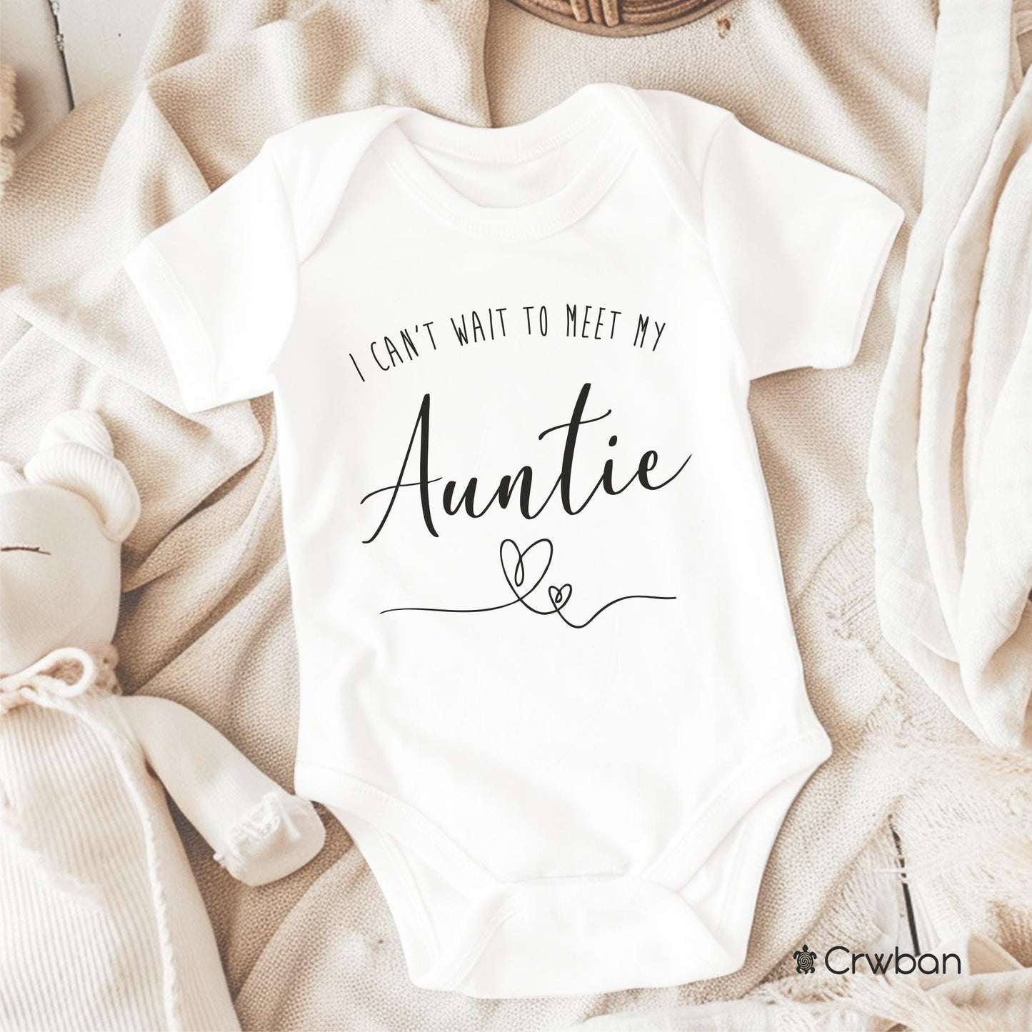 I Can't Wait To Meet My Daddy Nanny Auntie Uncle Sister Brother Pregnancy Announcement Unisex White Babygrow Bodysuit Gift Baby Shower