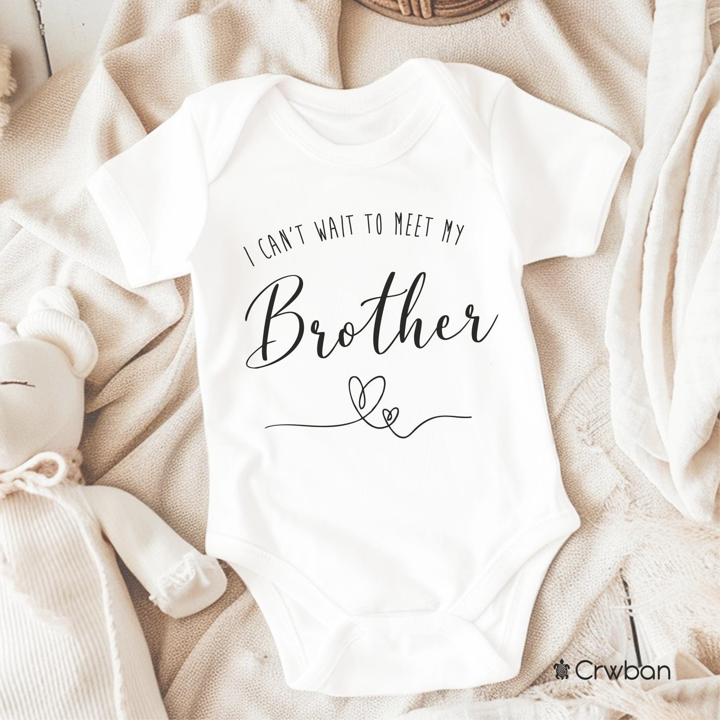 I Can't Wait To Meet My Daddy Nanny Auntie Uncle Sister Brother Pregnancy Announcement Unisex White Babygrow Bodysuit Gift Baby Shower