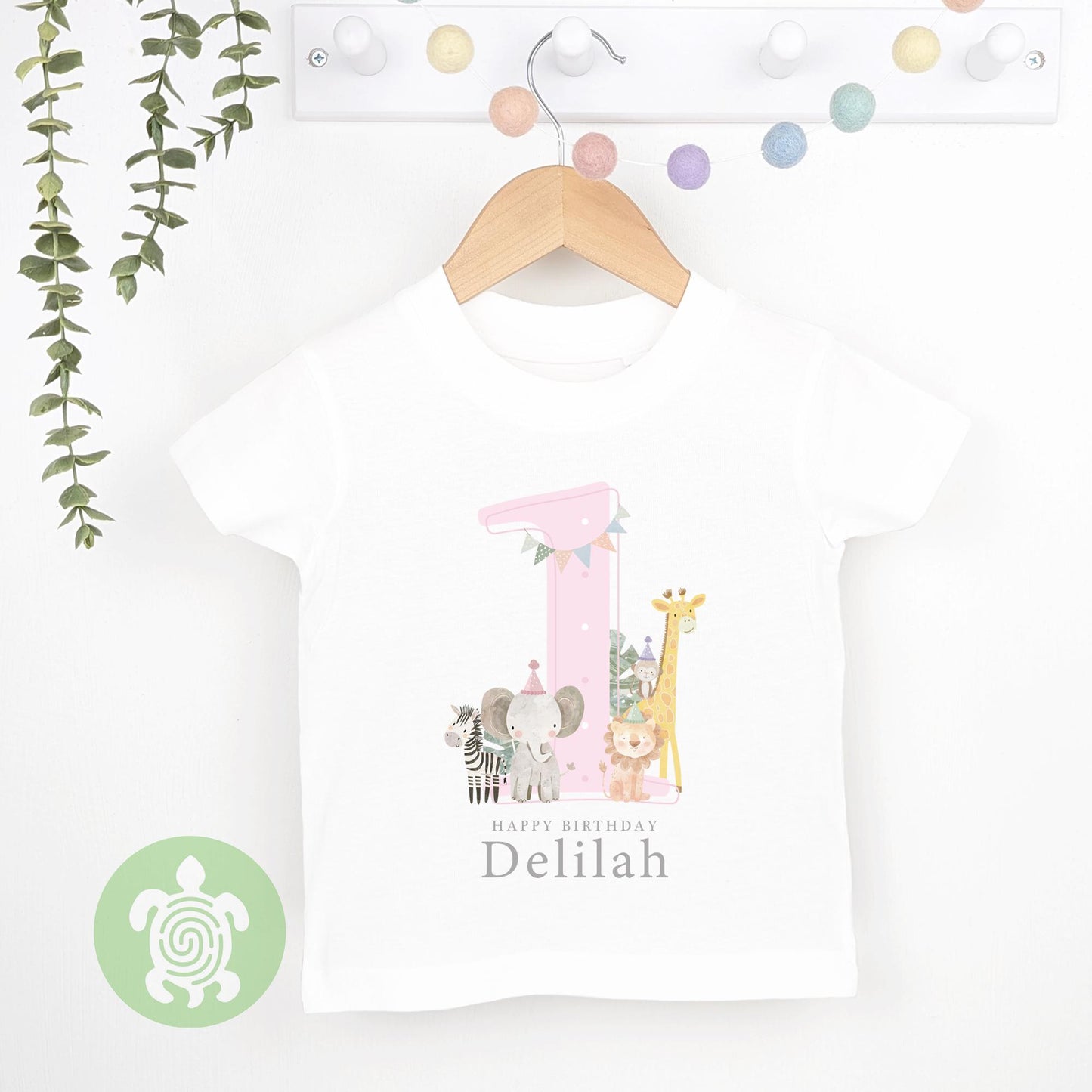 Safari Pink Shadow Happy Birthday Party T-shirt Top, Personalised 1st 2nd 3rd Birthday design, Birthday Outfit, First Second Birthday Tee
