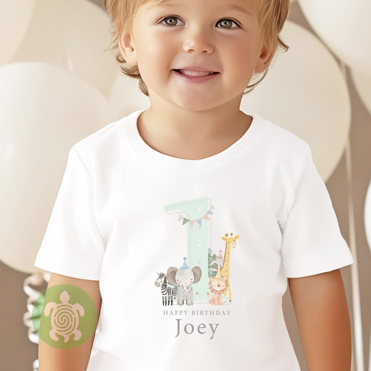Safari Green Shadow Happy Birthday Party T-shirt Top, Personalised 1st 2nd 3rd Birthday design, Birthday Outfit, First Second Birthday Tee